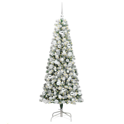 Artificial Hinged Christmas Tree Green and White 180 cm