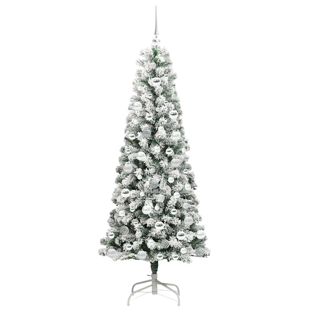 Artificial Hinged Christmas Tree Green and White 180 cm