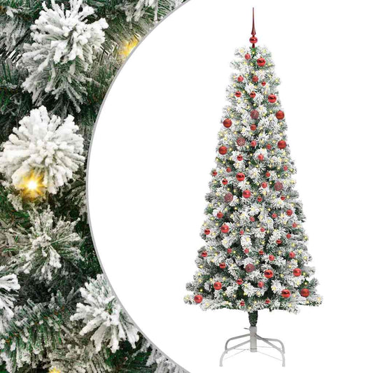 Artificial Hinged Christmas Tree Green and White 210 cm