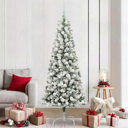 Artificial Hinged Christmas Tree Green and White 210 cm