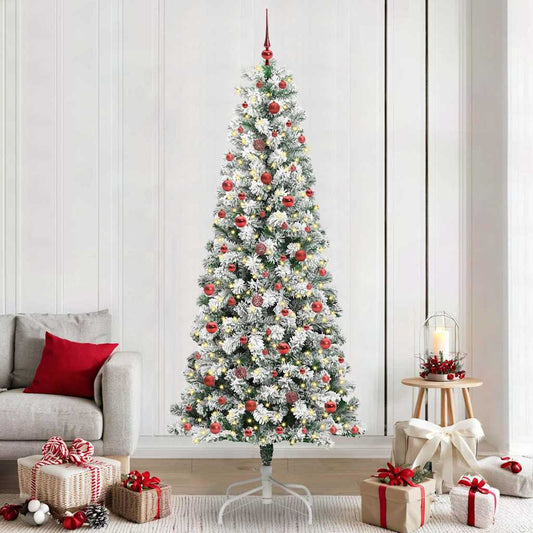 Artificial Hinged Christmas Tree Green and White 240 cm