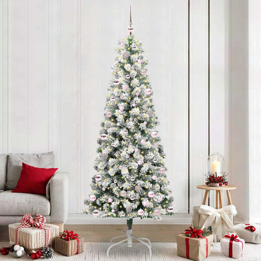 Artificial Hinged Christmas Tree Green and White 240 cm