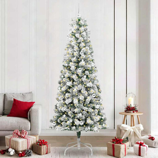 Artificial Hinged Christmas Tree Green and White 240 cm