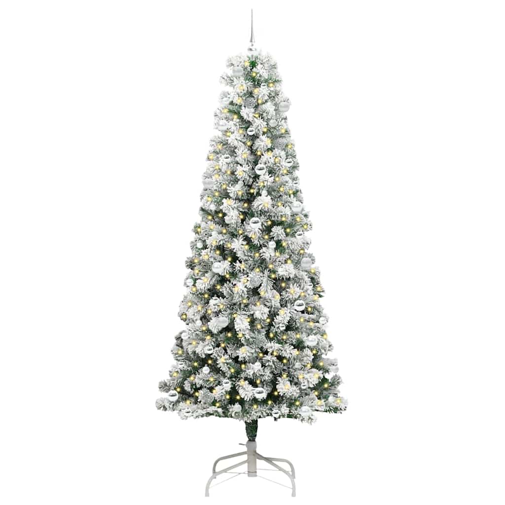 Artificial Hinged Christmas Tree Green and White 240 cm