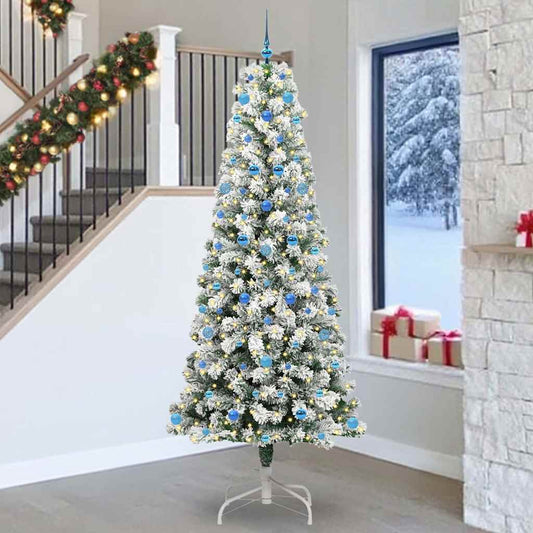 Artificial Hinged Christmas Tree Green and White 240 cm