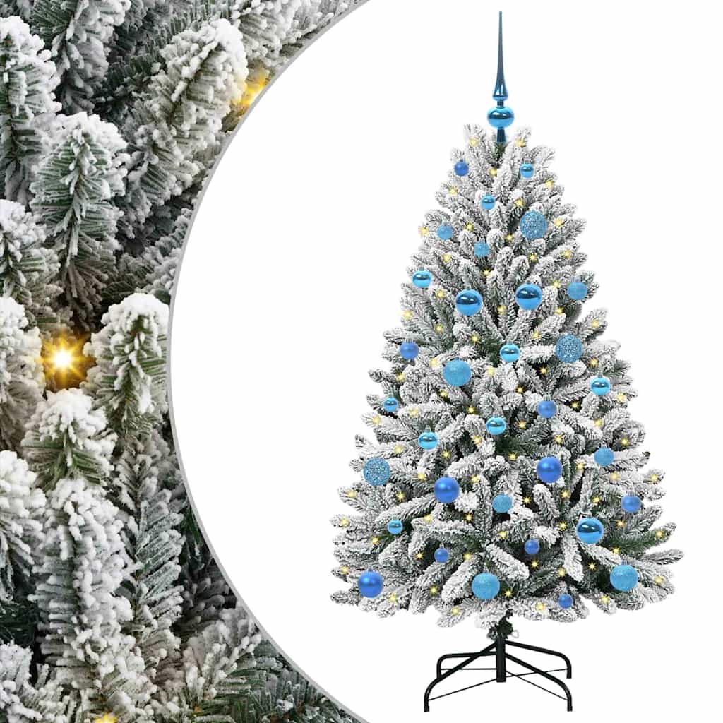 Artificial Christmas Tree Green and White 150 cm PVC and Metal