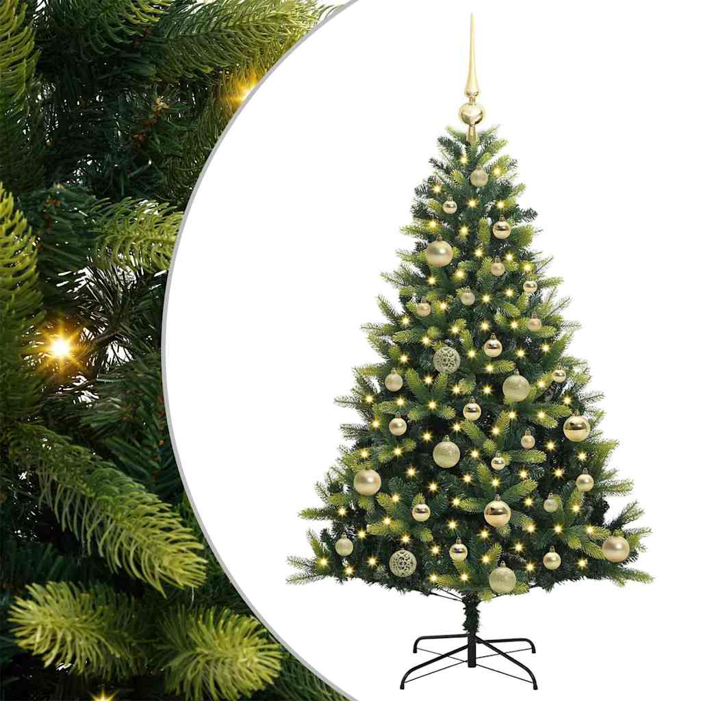 Artificial Hinged Christmas Tree 150 LEDs Green 120 cm