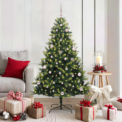 Artificial Hinged Christmas Tree 150 LEDs Green 150 cm