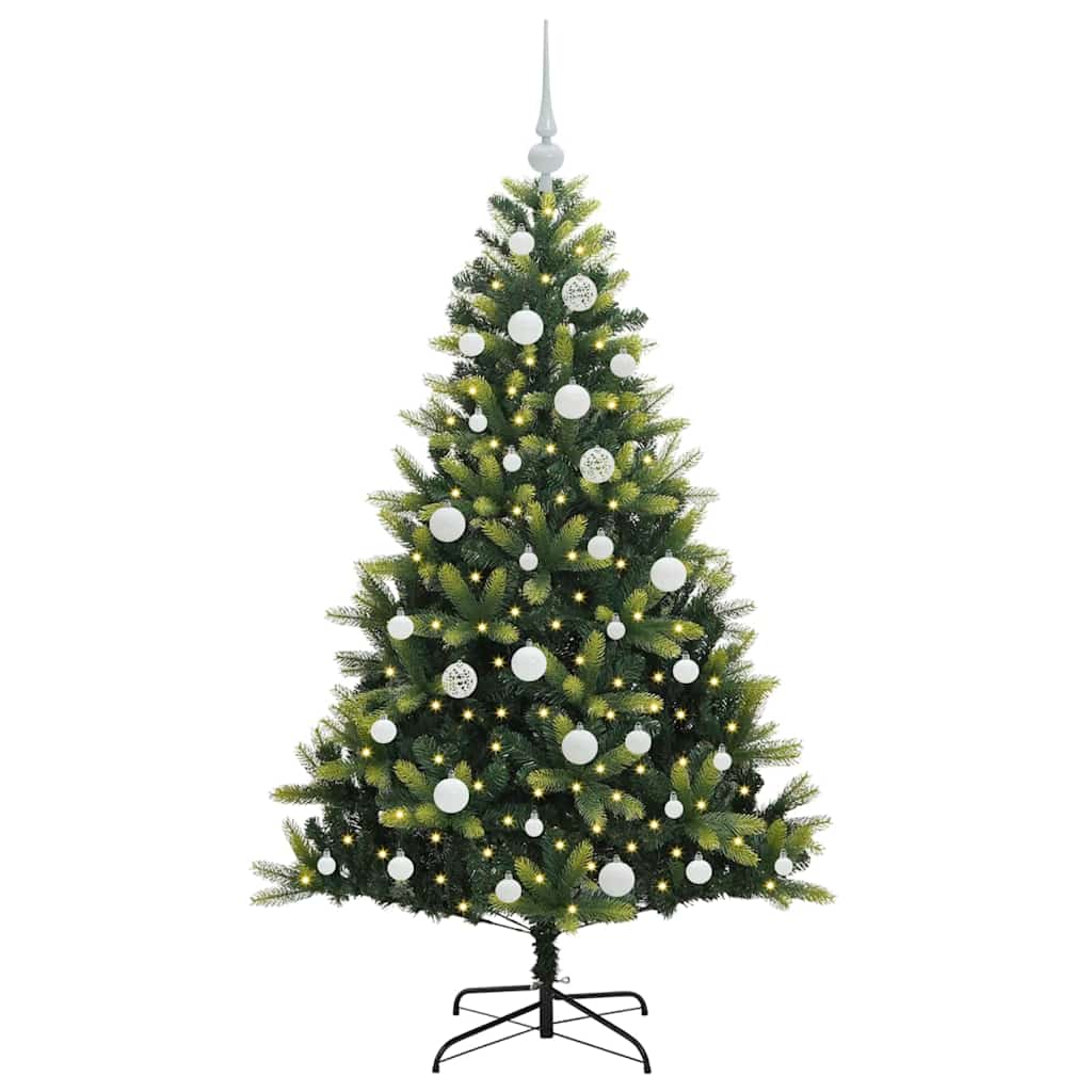 Artificial Hinged Christmas Tree 150 LEDs Green 150 cm