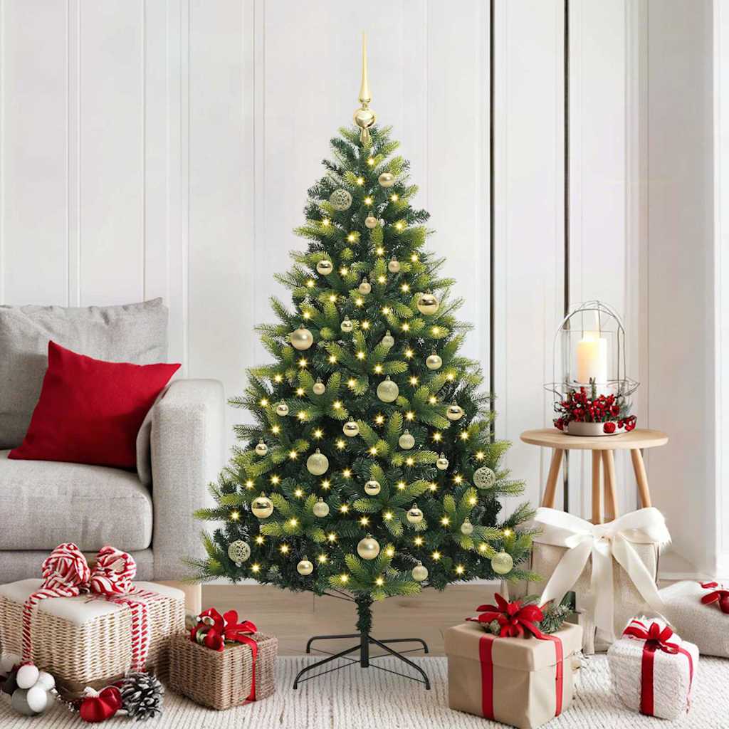 Artificial Hinged Christmas Tree 150 LEDs Green 150 cm
