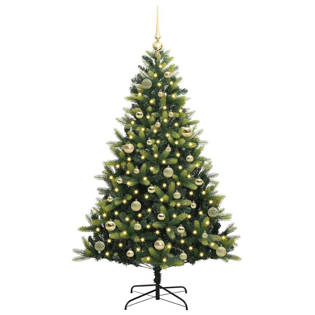 Artificial Hinged Christmas Tree 150 LEDs Green 150 cm