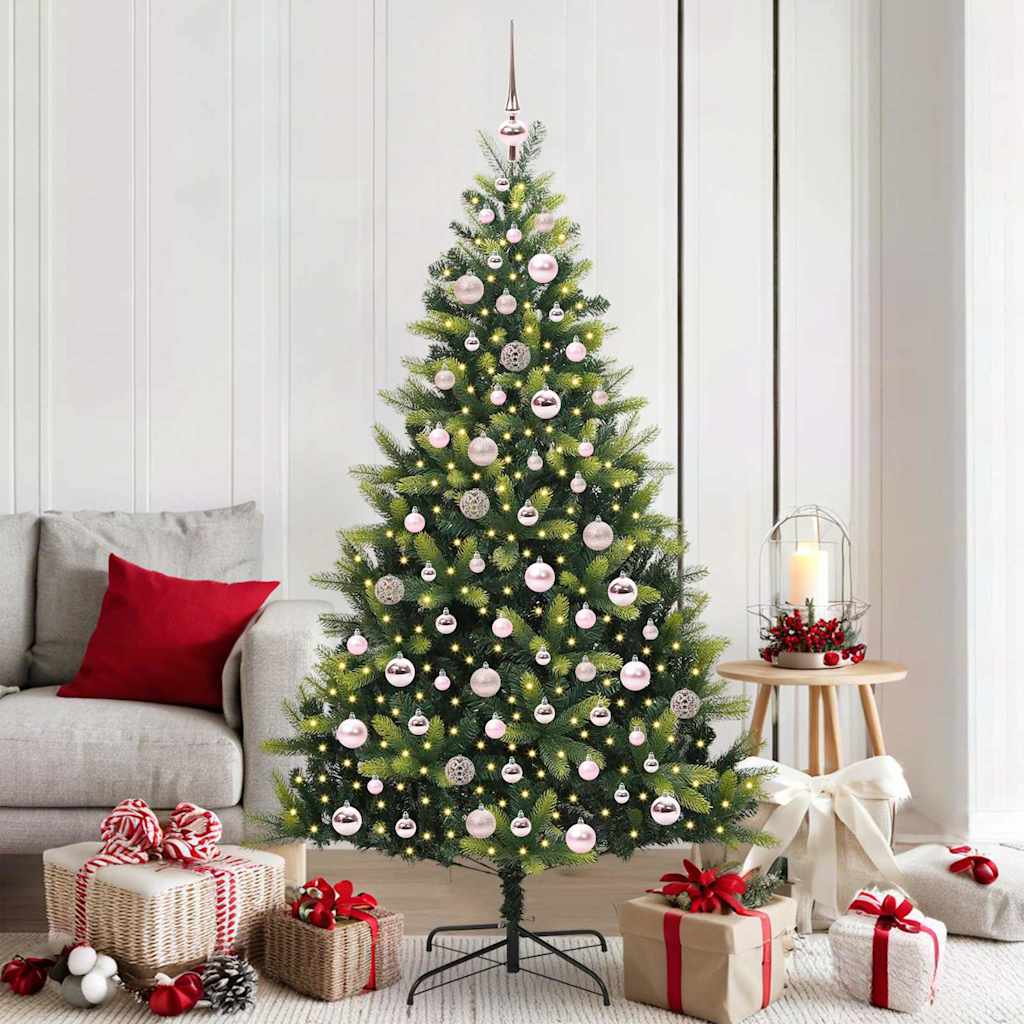 Artificial Hinged Christmas Tree 300 LEDs Green 180 cm