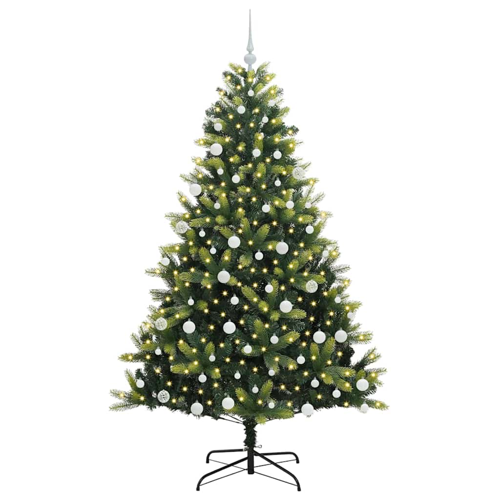 Artificial Hinged Christmas Tree 300 LEDs Green 180 cm