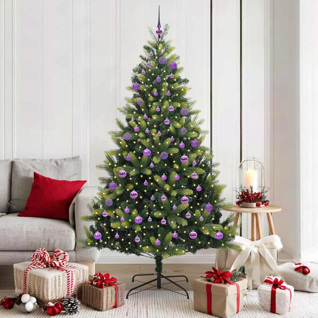 Artificial Hinged Christmas Tree 300 LEDs Green 180 cm