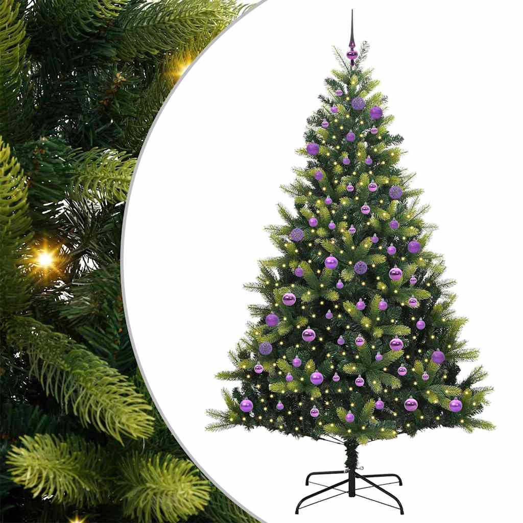 Artificial Hinged Christmas Tree 300 LEDs Green 180 cm