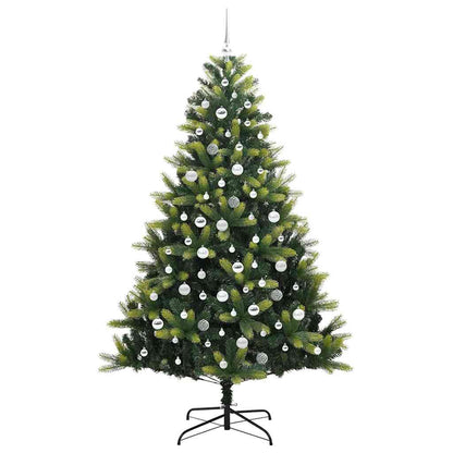 Artificial Hinged Christmas Tree 300 LEDs Green 210 cm