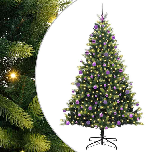 Artificial Hinged Christmas Tree 300 LEDs Green 210 cm