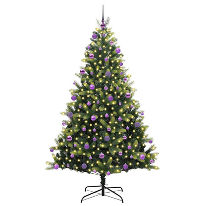 Artificial Hinged Christmas Tree 300 LEDs Green 210 cm