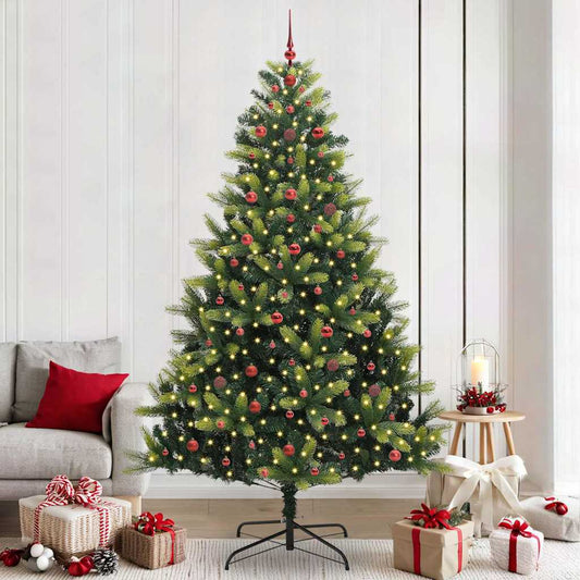 Artificial Hinged Christmas Tree 300 LEDs Green 240 cm