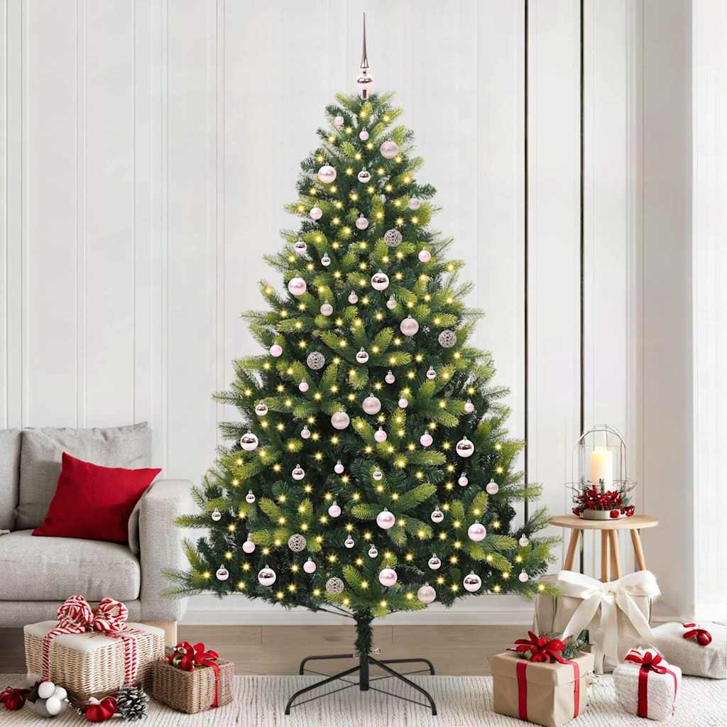 Artificial Hinged Christmas Tree 300 LEDs Green 240 cm
