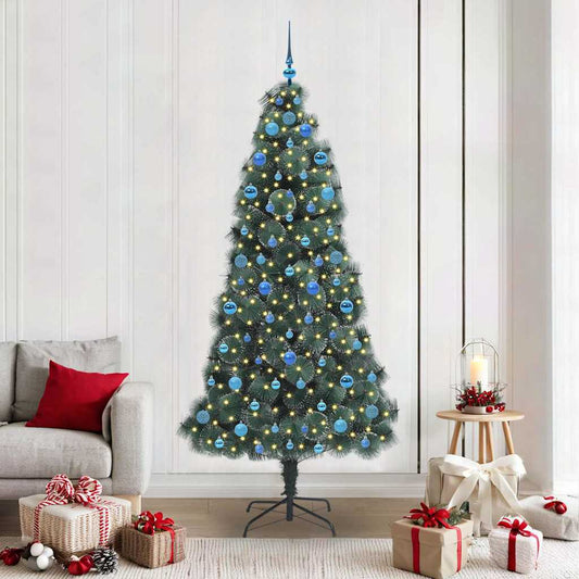 Artificial Pre-lit Christmas Tree with Ball Set Green 210 cm