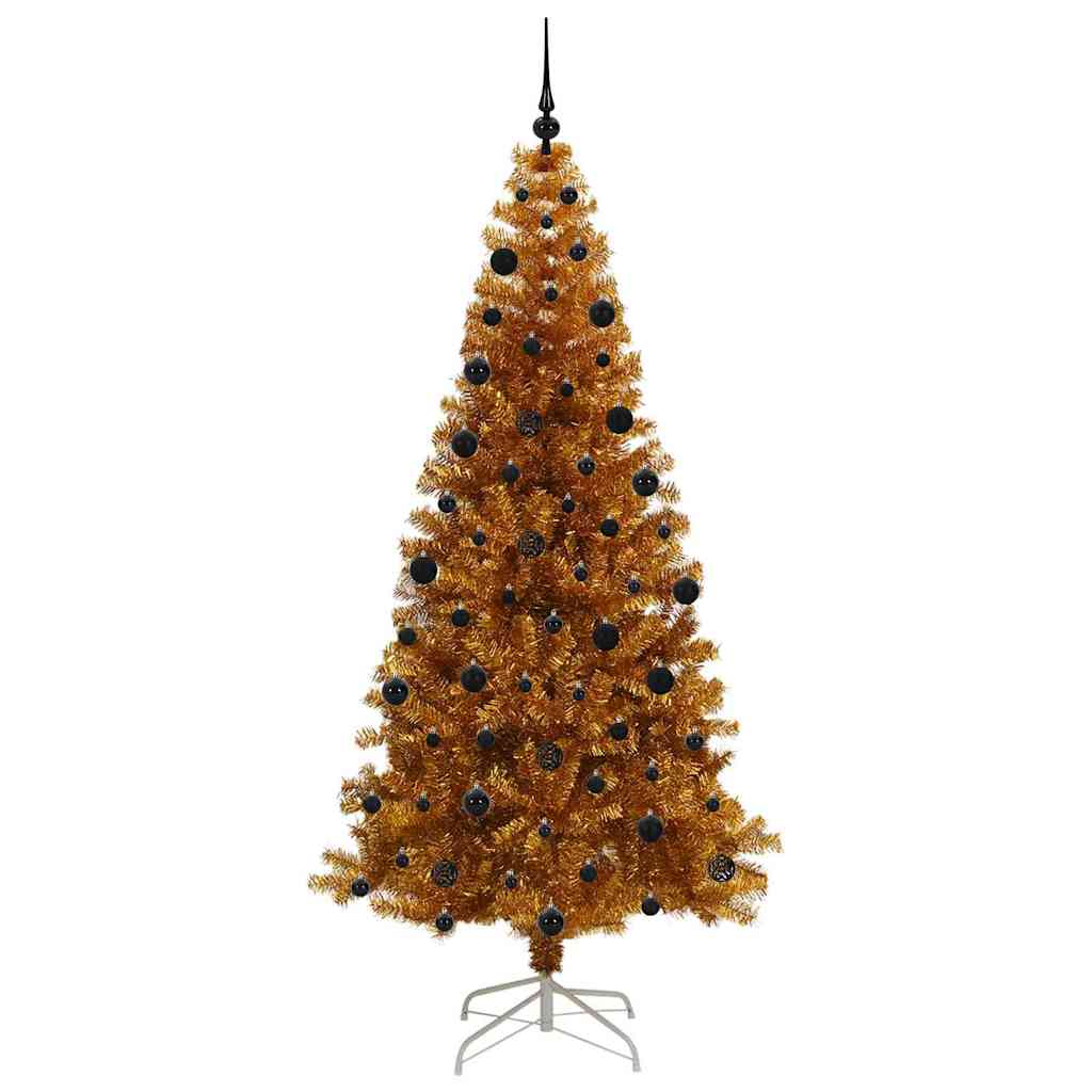 Christmas Tree with LED Light Gold 210 cm PET and Steel