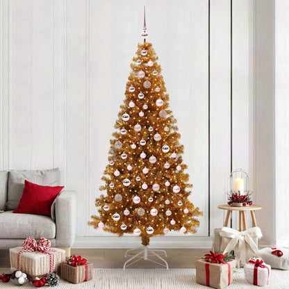Christmas Tree with LED Light Gold 210 cm PET and Steel