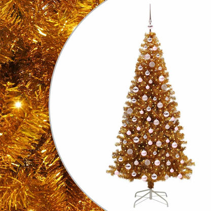 Christmas Tree with LED Light Gold 210 cm PET and Steel