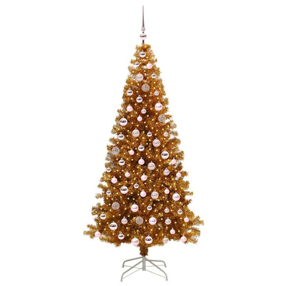 Christmas Tree with LED Light Gold 210 cm PET and Steel
