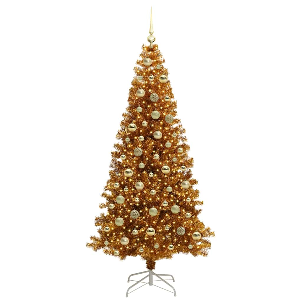Christmas Tree with LED Light Gold 210 cm PET and Steel