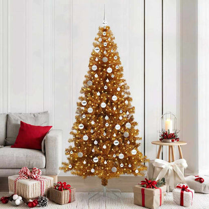 Christmas Tree with LED Light Gold 210 cm PET and Steel