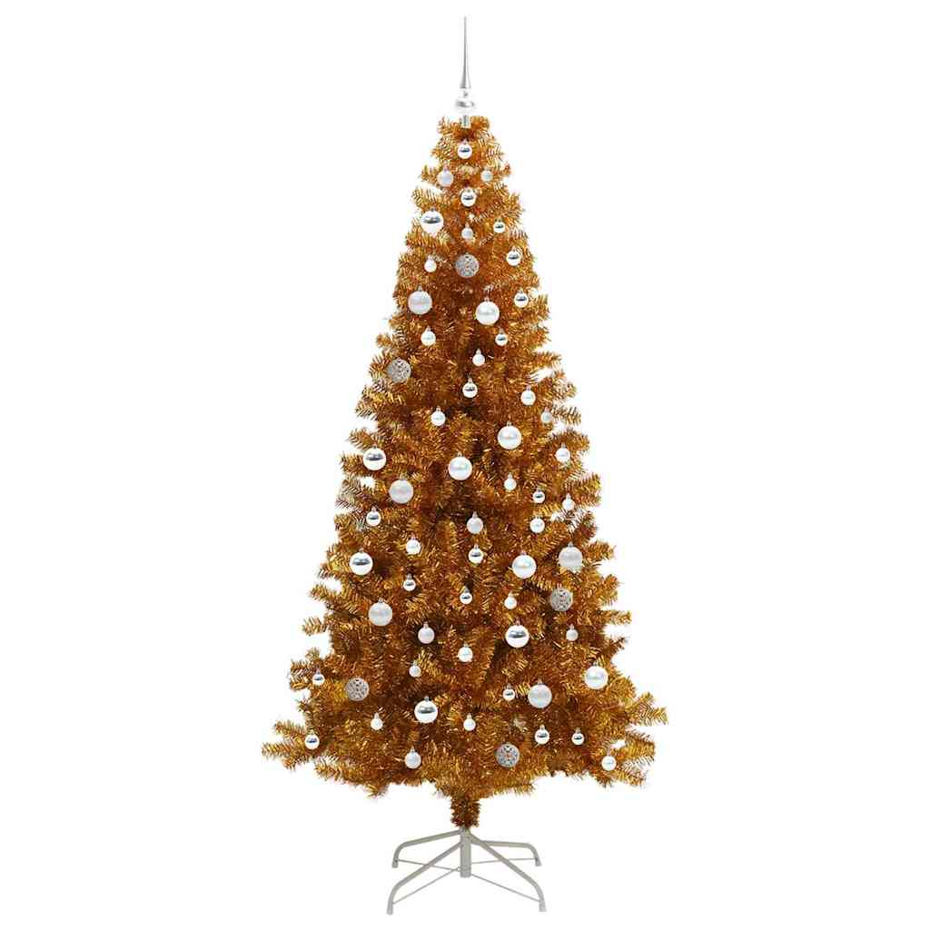 Christmas Tree with LED Light Gold 210 cm PET and Steel