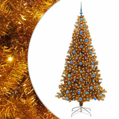 Christmas Tree with LED Light Gold 210 cm PET and Steel