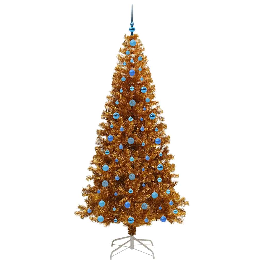 Christmas Tree with LED Light Gold 210 cm PET and Steel