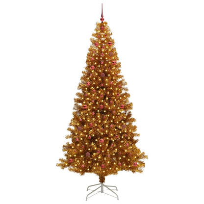 Christmas Tree with LED Light Gold 240 cm PET and Steel