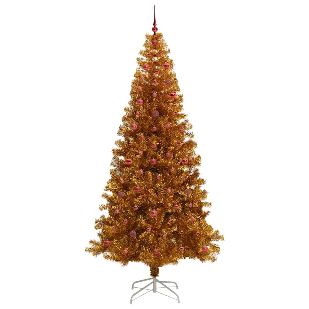 Christmas Tree with LED Light Gold 240 cm PET and Steel