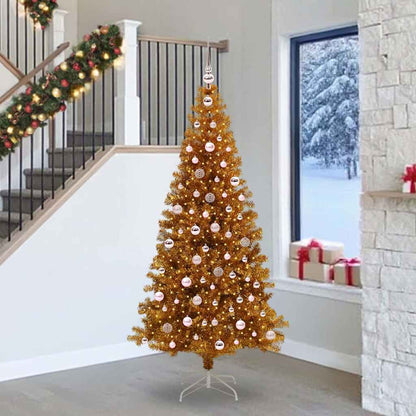 Christmas Tree with LED Light Gold 240 cm PET and Steel