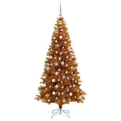Christmas Tree with LED Light Gold 240 cm PET and Steel