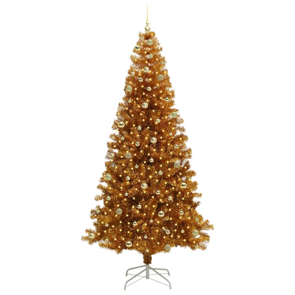 Christmas Tree with LED Light Gold 240 cm PET and Steel