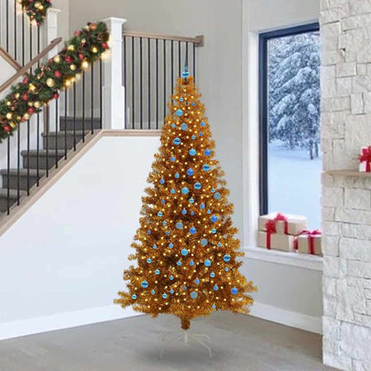 Christmas Tree with LED Light Gold 240 cm PET and Steel