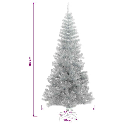 Christmas Tree with LED Light Silver 180 cm PET and Steel