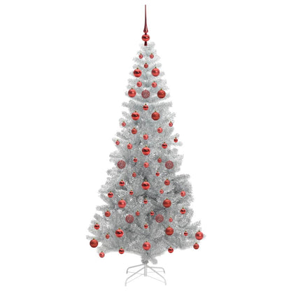 Christmas Tree with LED Light Silver 180 cm PET and Steel