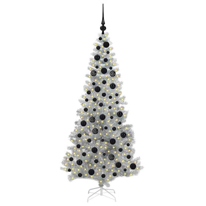 Christmas Tree with LED Light Silver 180 cm PET and Steel