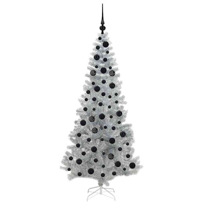 Christmas Tree with LED Light Silver 180 cm PET and Steel