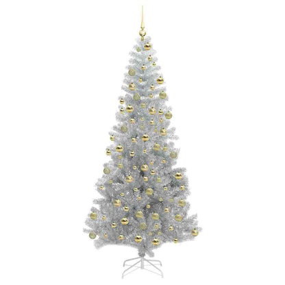 Christmas Tree with LED Light Silver 180 cm PET and Steel