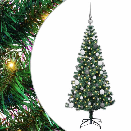 Artificial Pre-lit Christmas Tree Green 150 cm PVC and Metal