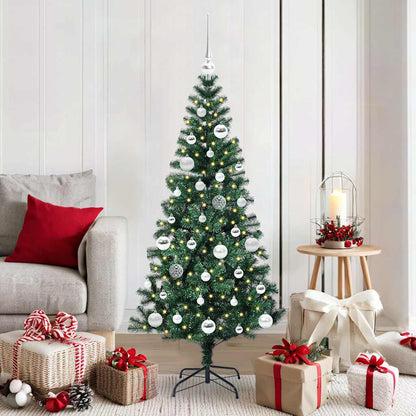 Artificial Pre-lit Christmas Tree Green 150 cm PVC and Metal