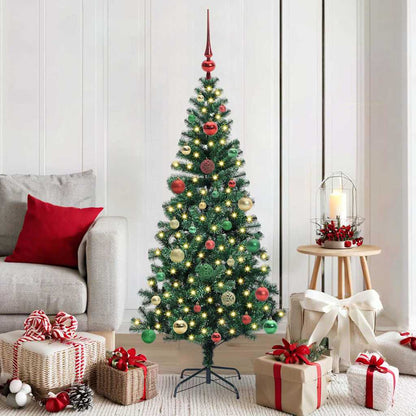 Artificial Pre-lit Christmas Tree Green 150 cm PVC and Metal