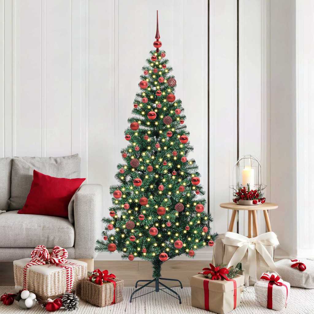 Artificial Pre-lit Christmas Tree Green 180 cm PVC and Metal