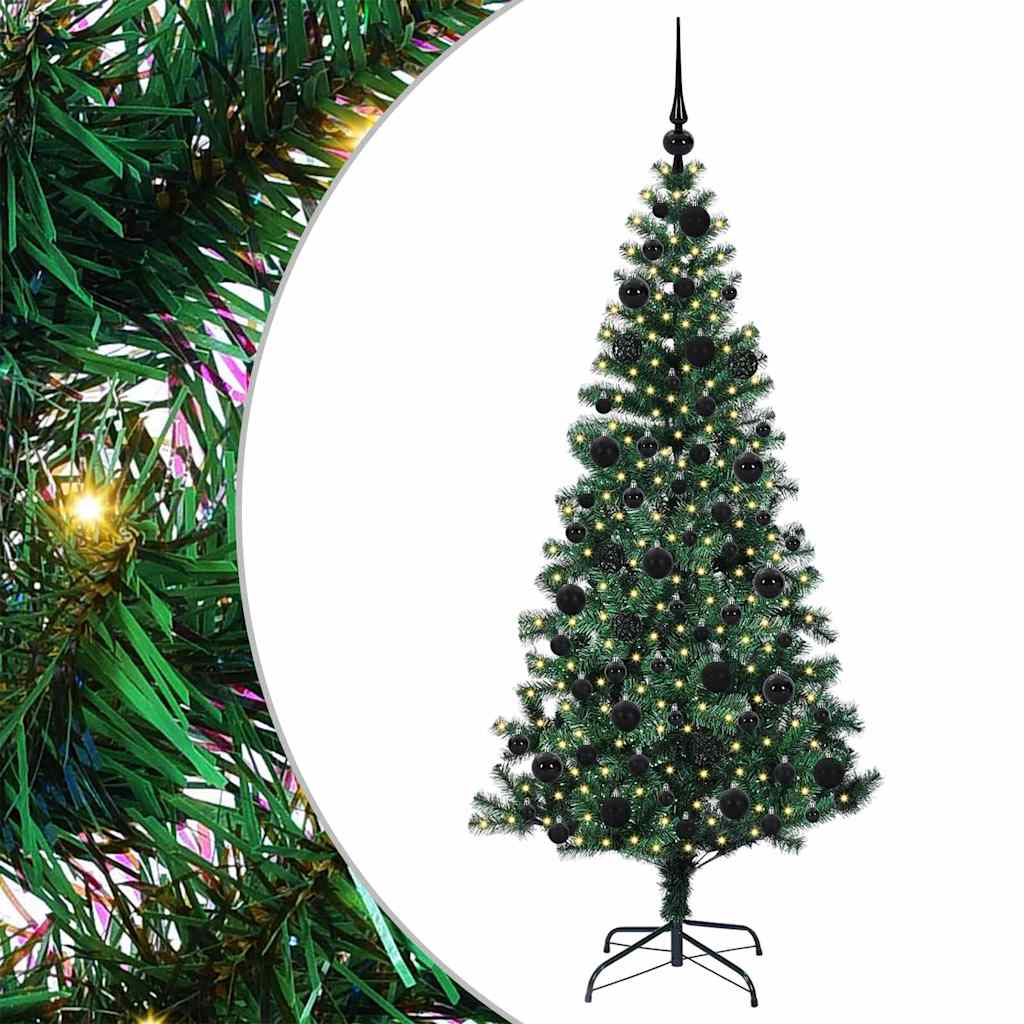 Artificial Pre-lit Christmas Tree Green 180 cm PVC and Metal